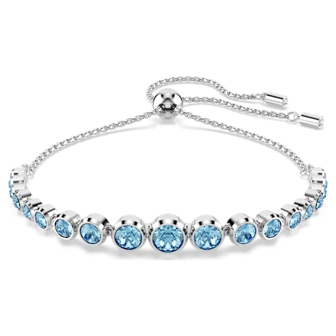 Imber Tennis bracelet Mixed round cuts, Blue, Rhodium plated