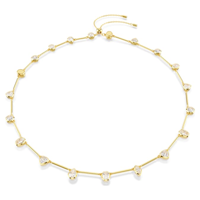 Imber Tennis necklace Magnetic closure, Mixed cuts, White, Gold-tone plated