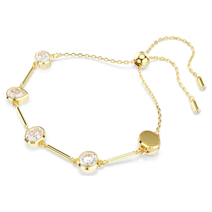 Imber Tennis necklace Magnetic closure, Mixed cuts, White, Gold-tone plated