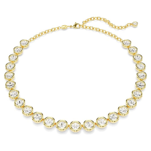 Imber Tennis necklace Round cut, White, Gold-tone plated