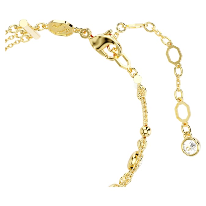 Imber wide bracelet Round cut, White, Gold-tone plated