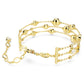 Imber wide bracelet Round cut, White, Gold-tone plated