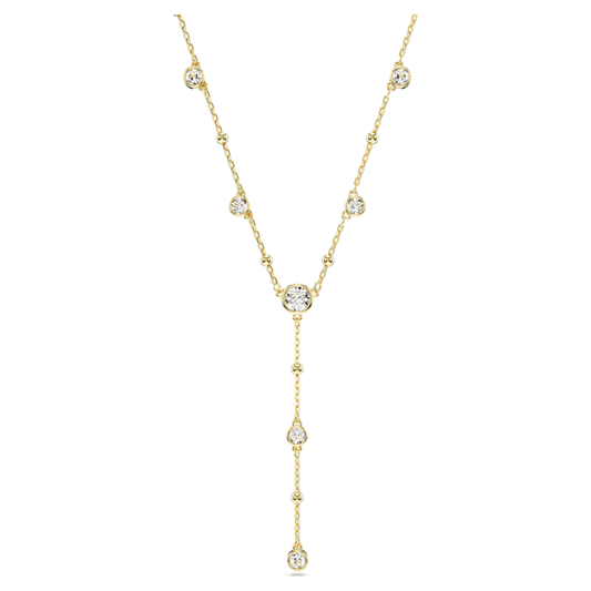 Imber Y necklace Round cut, White, Gold-tone plated