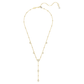 Imber Y necklace Round cut, White, Gold-tone plated
