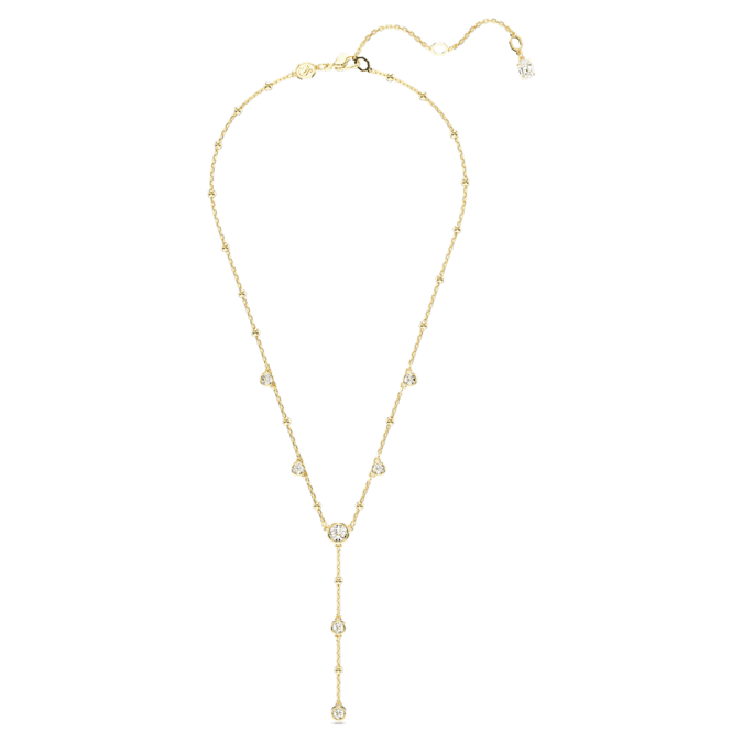 Imber Y necklace Round cut, White, Gold-tone plated