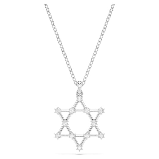 Insigne pendant Round cut, Star, White, Rhodium plated