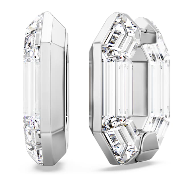 Lucent hoop earrings Octagon shape, Small, White