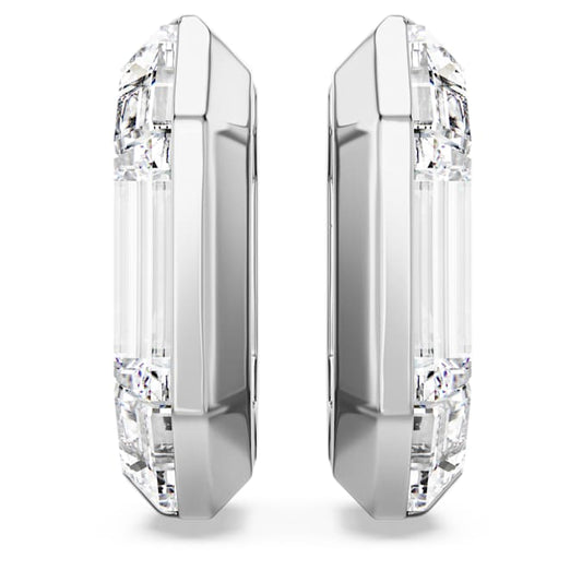 Lucent hoop earrings Octagon shape, Small, White