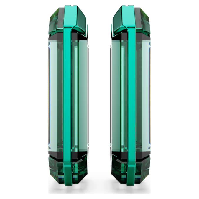 Lucent hoop earrings Statement, Octagon shape, Green