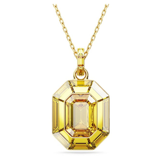 Lucent pendant Octagon shape, Yellow, Gold-tone plated