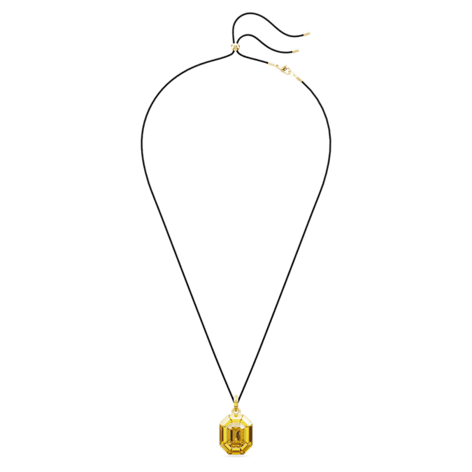Lucent pendant Octagon shape, Yellow, Gold-tone plated
