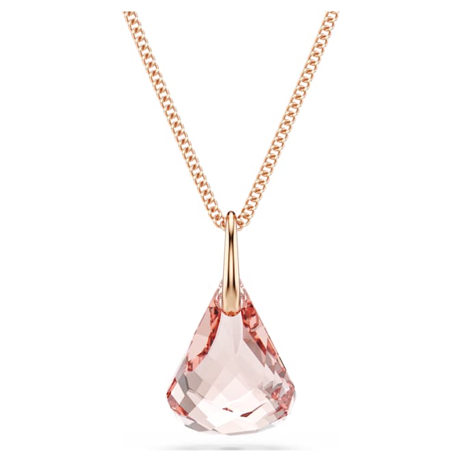 Lunar drop pendant Pink, Rose gold-tone plated