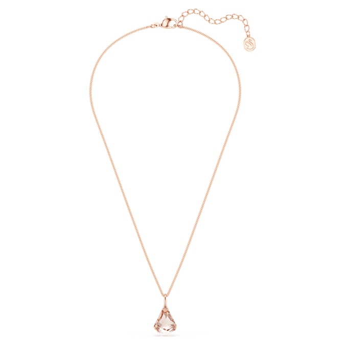 Lunar drop pendant Pink, Rose gold-tone plated