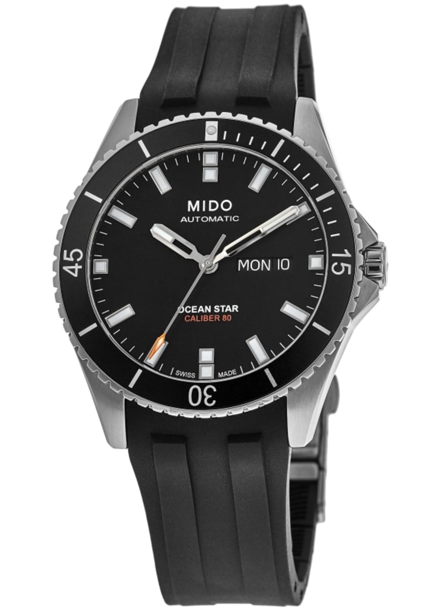 Mido Ocean Star 200 Black Dial Rubber Strap