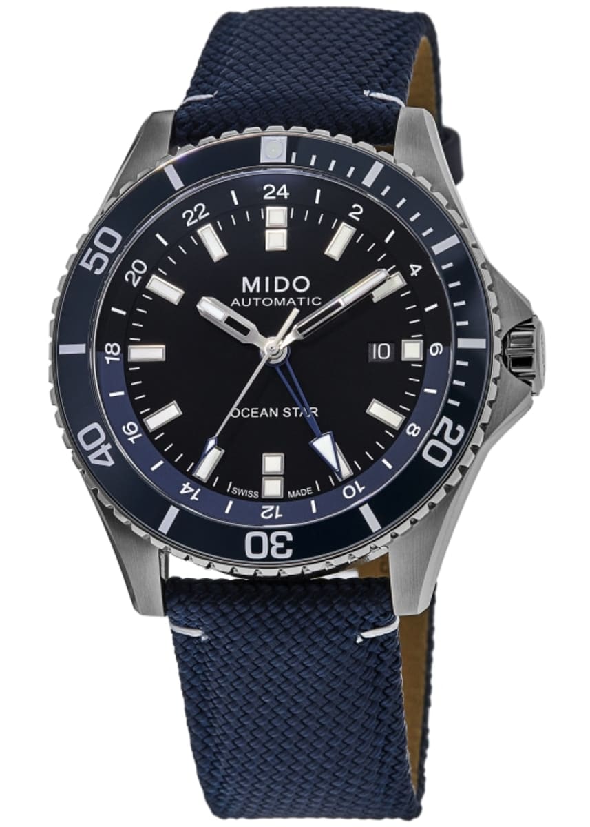 Mido Ocean Star GMT Black Dial Fabric Strap