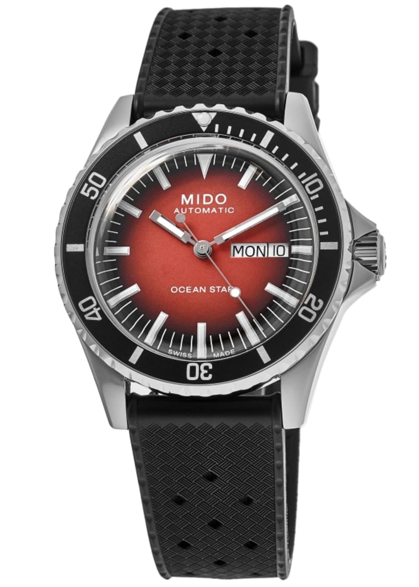 Mido Ocean Star Tribute Gradient Red Dial Rubber Strap