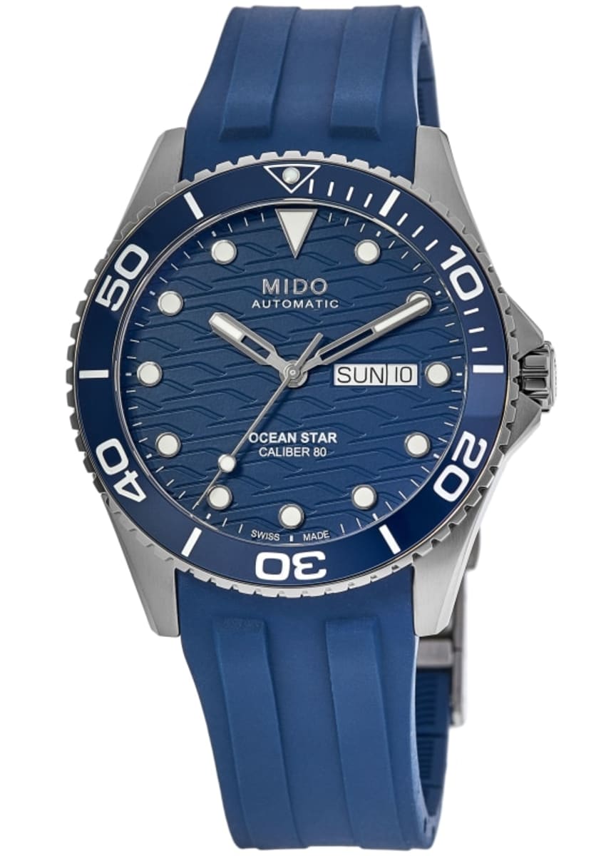 Mido Ocean Star 200C Blue Dial Rubber Strap