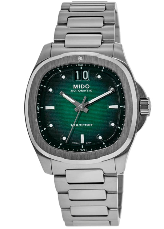 Mido Multifort TV Big Date Green Dial Steel Bracelet