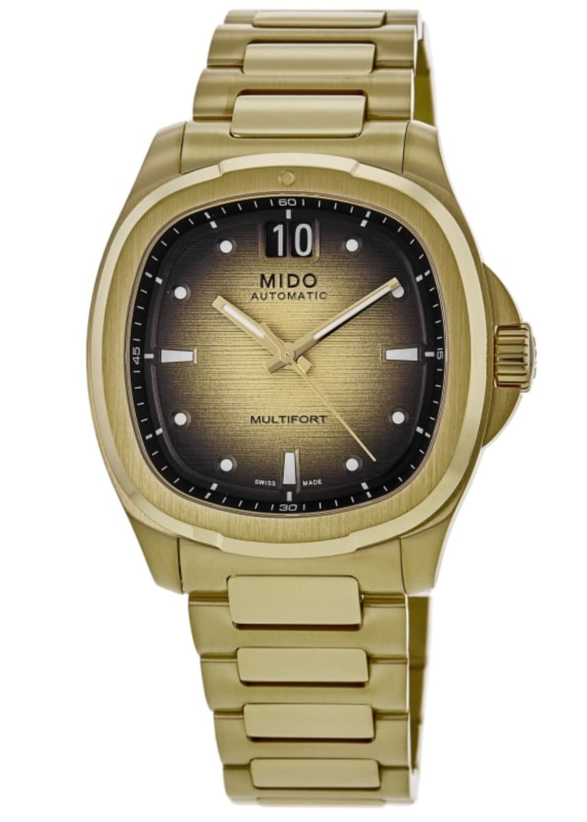 Mido Multifort TV Big Date Champagne Dial Yellow Gold PVD Bracelet