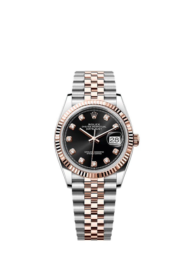 Rolex Datejust 36 Black Dial Everose/Steel Oyster Bracelet 126231