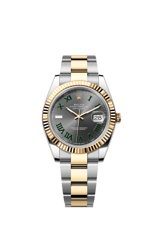 Rolex Datejust 18k/SS 41mm Wimbledon Slate Dial Oyster  Bracelet Men's Watch 126333
