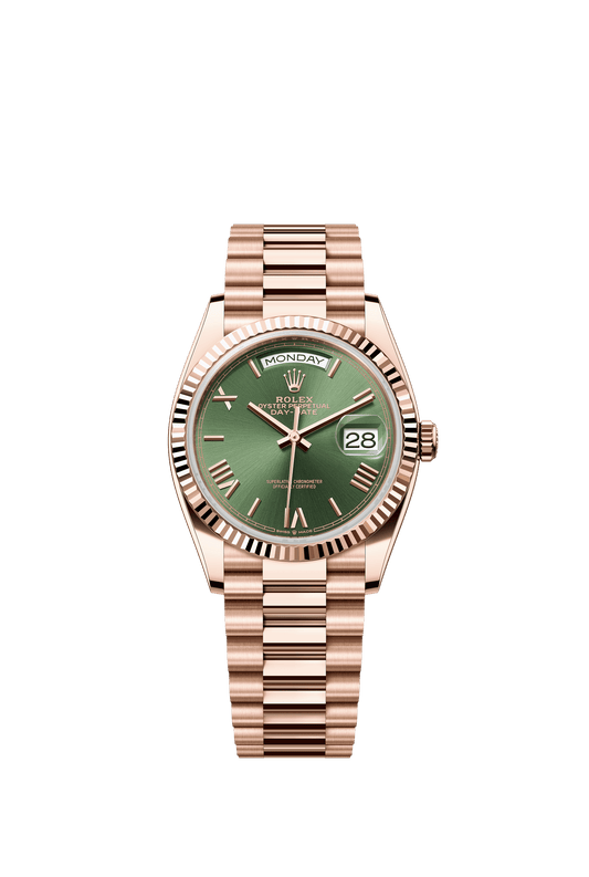Rolex Day-Date 36mm Green Dial Everose Gold 128235