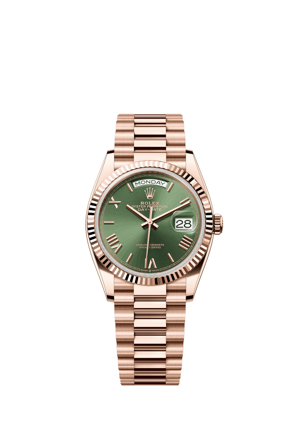 Rolex Day-Date 36mm Green Dial Everose Gold 128235