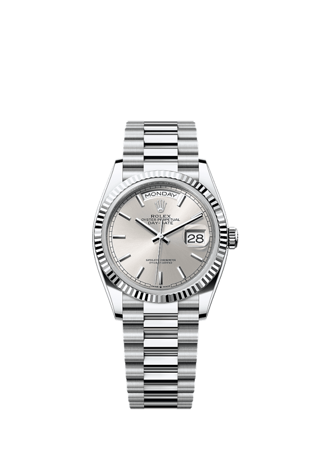 Rolex Day-Date 36mm Silver Dial Platinum 128236
