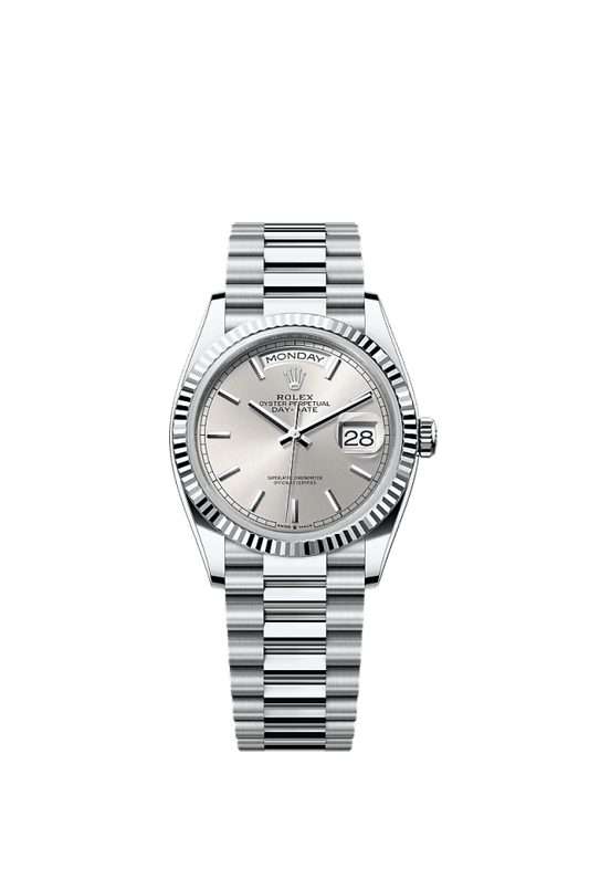 Rolex Day-Date 36mm Silver Dial Platinum 128236