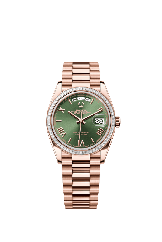 Rolex Day-Date 36mm Green Dial Everose Gold 128395TBR