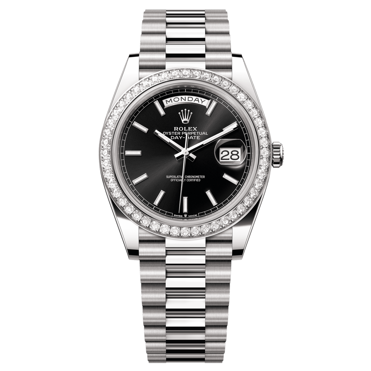 Rolex Day-Date 40mm Black Dial White Gold 228349RBR