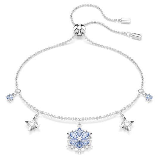 Magic bracelet Snowflake, Blue, Rhodium plated