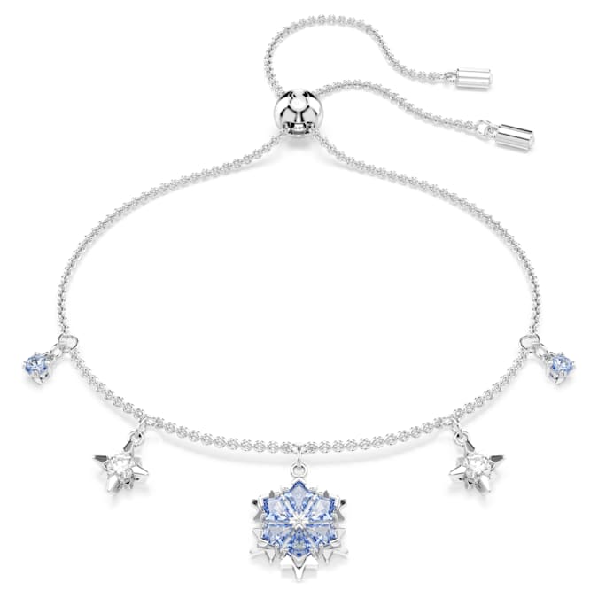 Magic bracelet Snowflake, Blue, Rhodium plated