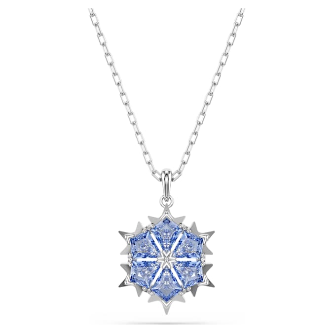 Magic pendant Snowflake, Blue, Rhodium plated