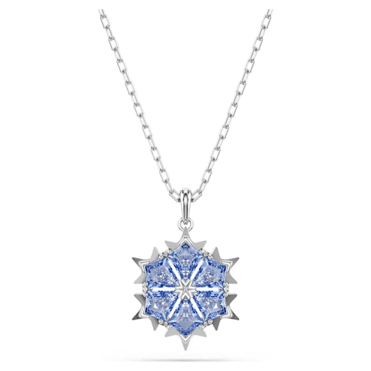 Magic pendant Snowflake, Blue, Rhodium plated