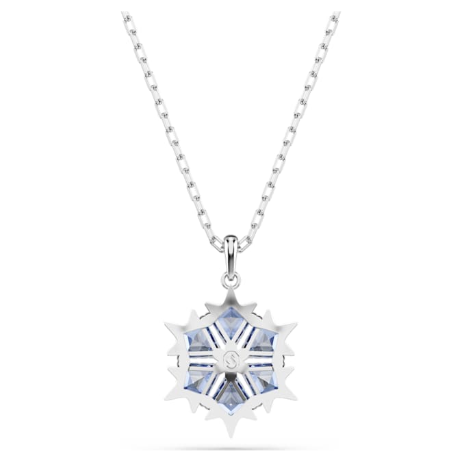Magic pendant Snowflake, Blue, Rhodium plated