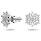 Magic stud earrings Snowflake, White, Rhodium plated