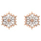 Magic stud earrings Snowflake, White, Rose gold-tone plated