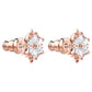Magic stud earrings Snowflake, White, Rose gold-tone plated