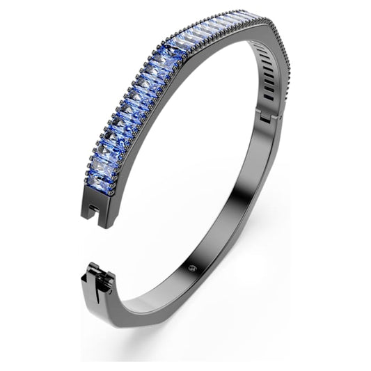 Matrix bangle Baguette cut, Octagon shape, Blue, Ruthenium plated