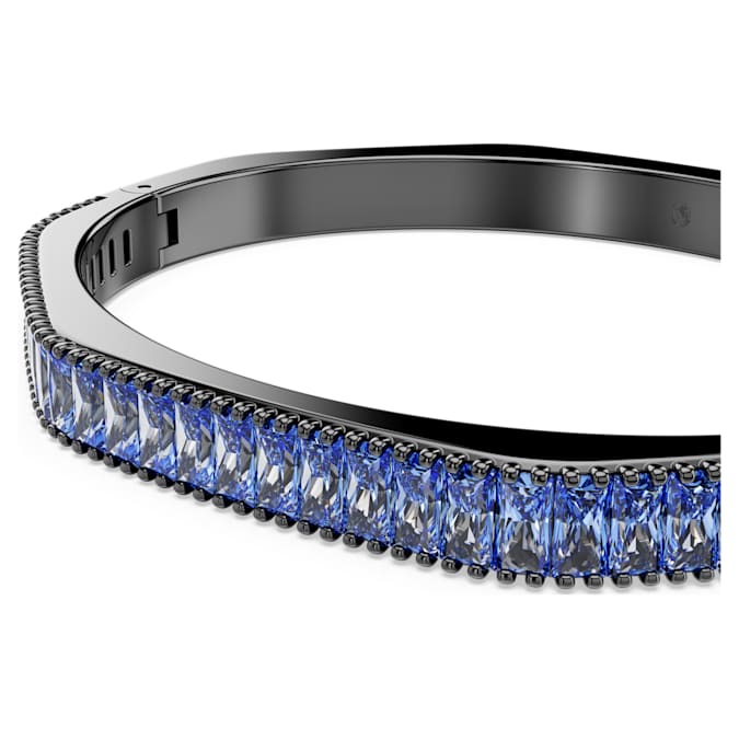 Matrix bangle Baguette cut, Octagon shape, Blue, Ruthenium plated