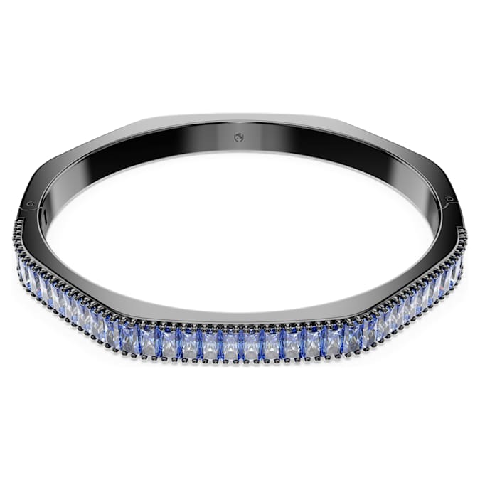 Matrix bangle Baguette cut, Octagon shape, Blue, Ruthenium plated