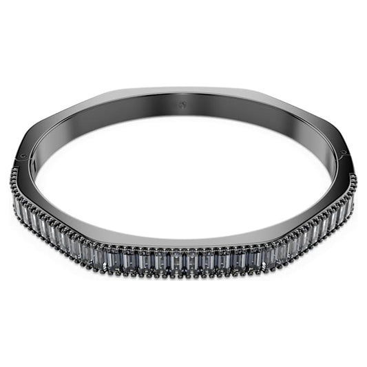 Matrix bangle Baguette cut, Octagon shape, Gray, Ruthenium plated