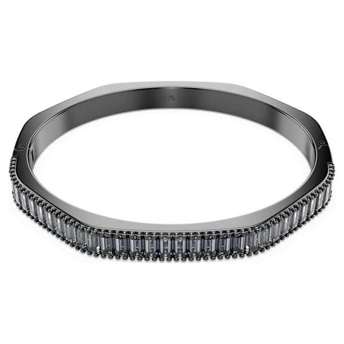 Matrix bangle Baguette cut, Octagon shape, Gray, Ruthenium plated