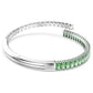 Matrix bangle Mixed cuts, Green, Rhodium plated