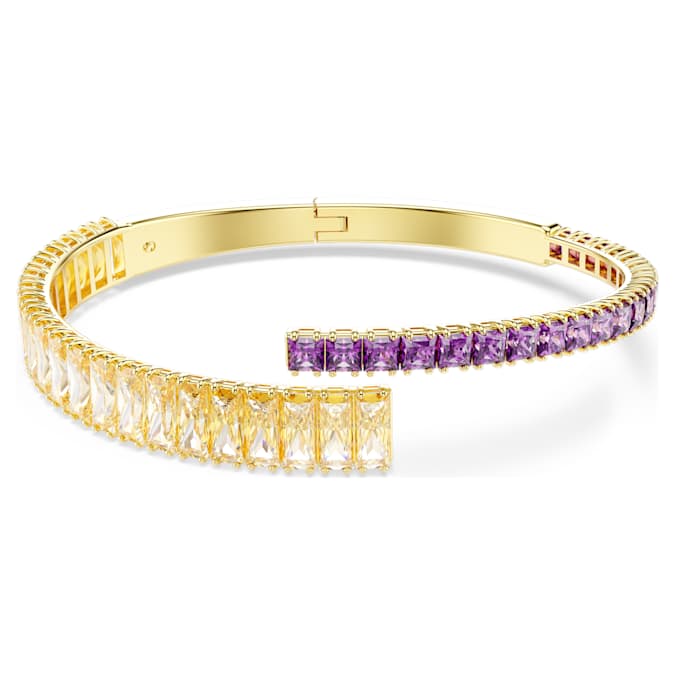 Matrix bangle Mixed cuts, Multicolored, Gold-tone plated