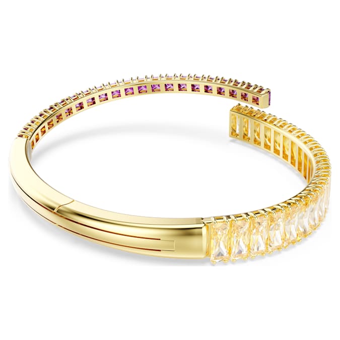 Matrix bangle Mixed cuts, Multicolored, Gold-tone plated