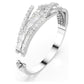 Matrix bangle Mixed cuts, White, Rhodium plated