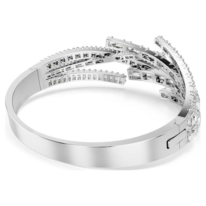 Matrix bangle Mixed cuts, White, Rhodium plated