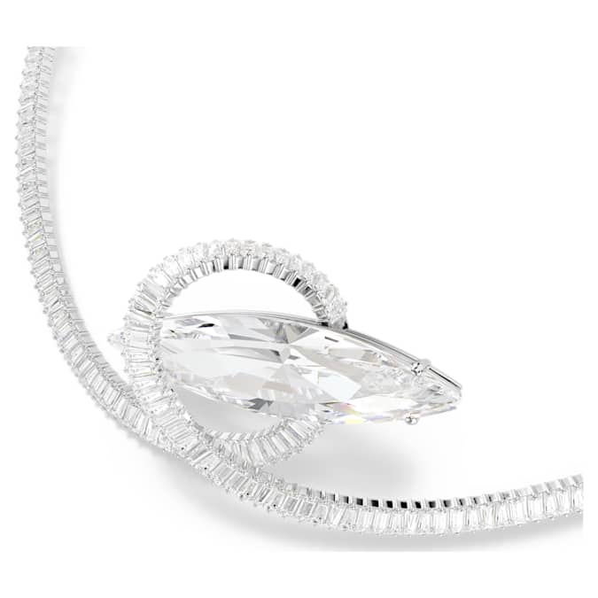 Matrix choker Baguette cut, White, Rhodium plated